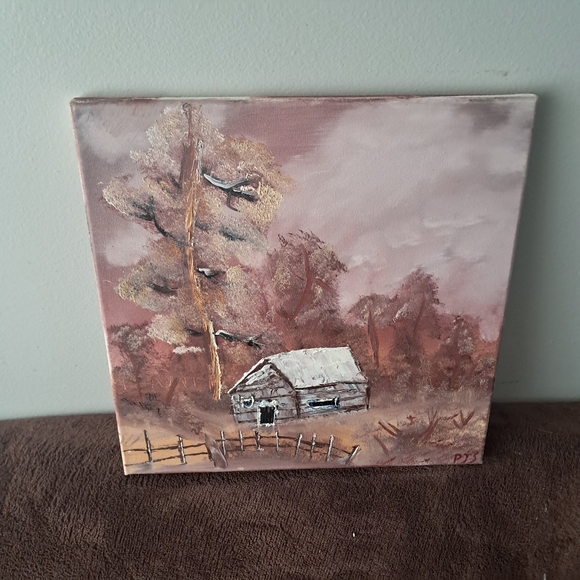 Bob Ross Inspired Hand Painted Canvas Oil Paint Landscape Woods - Picture 1 of 6